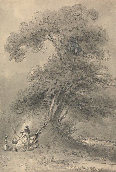 En Familj Matlagning Under Ett Träd av John Thomas Smith