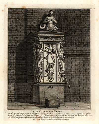 En nyfiken pump på gården till Leathersellers’ Hall, Bishopsgate Street, London av John Thomas Smith
