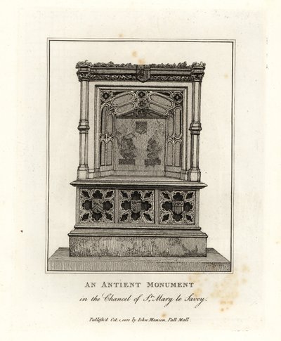 Forntida monument i koret St Mary le Savoy (numera Savoy Chapel) av John Thomas Smith