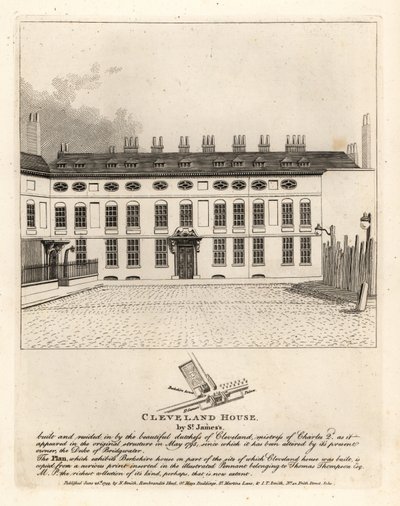 Cleveland House vid St James Palace, London av John Thomas Smith