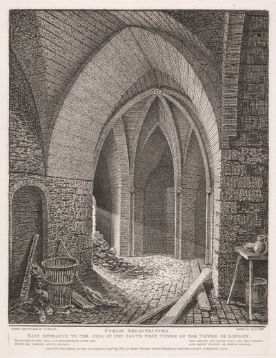 Östra ingången till cellen i sydvästra tornet i Tower of London av John Thomas Smith