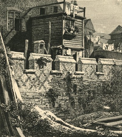 Fragment av Londonmuren vid St. Giles, Cripplegate, 1812, 1925. av John Thomas Smith