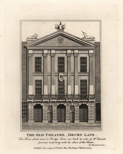 Framsidan av Old Theatre, Drury Lane av John Thomas Smith