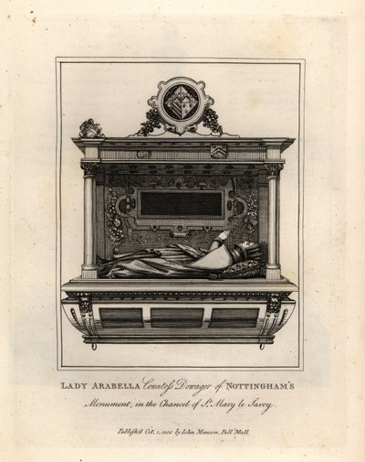 Gravbild eller Lady Arabella, enkegrevinnan av Nottingham, i koret till St Mary le Savoy av John Thomas Smith