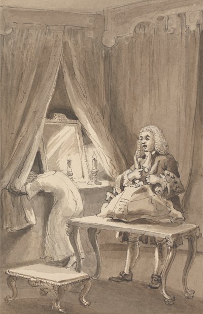 Hogarth, efter att hans fru hade tagit på sig en ny nattskjorta, knyter ihop hennes saker för att skicka till Sir James Thornhill med ett brev där han sa till honom: 