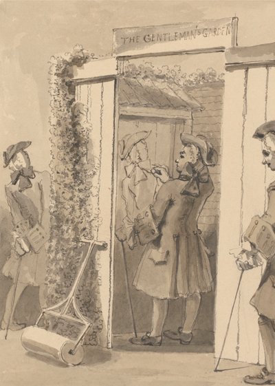 Hogarth som inte är på sin tid ritar sin följeslagares figur på dörren till en viss plats, till alla hans vänners stora beundran av John Thomas Smith