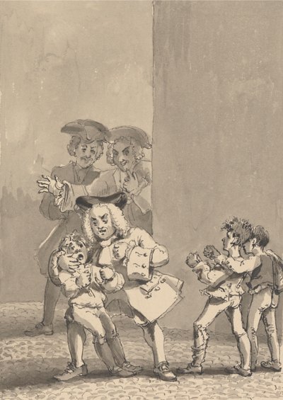 Hogarth har blivit följt av Barry och en vän fångades när han backade en pojke för att kämpa målmedvetet för att fånga hans rädda ansikte av John Thomas Smith