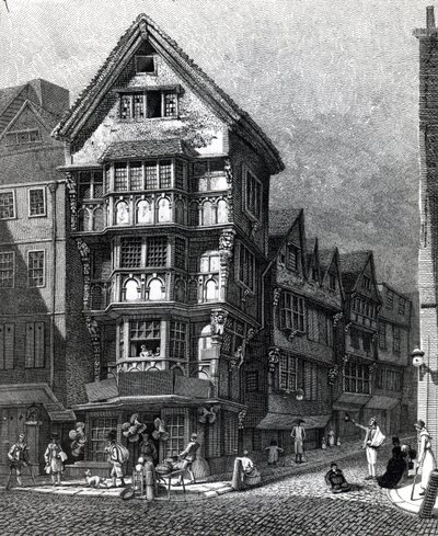 Houses Lately Standing on the West Corner of Chancery Lane, Fleet Street, publicerad 1812. av John Thomas Smith