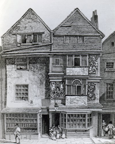 Hus på södra sidan av en gata som heter London Wall, publicerad 1812 av John Thomas Smith