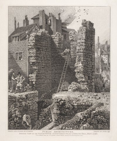 Interiörvy av vakttornet som upptäcktes nära Ludgate Hill, 1 maj 1792 av John Thomas Smith