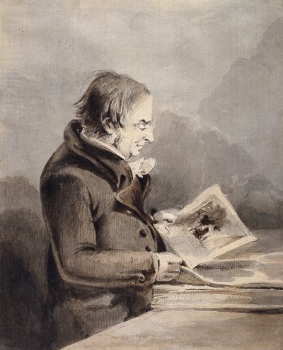 J.M.W. Turner In The British Museum (brunt och grått bläck tvättas över penna på vitt papper) av John Thomas Smith