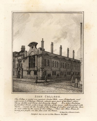 Sion College, vid London Wall, nära Cripplegate av John Thomas Smith