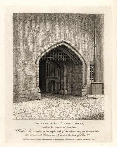 Södervy av Bloody Tower i Tower of London av John Thomas Smith