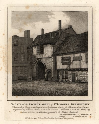 Porten till Ancient Abbey of St Saviours Bermondsey av John Thomas Smith