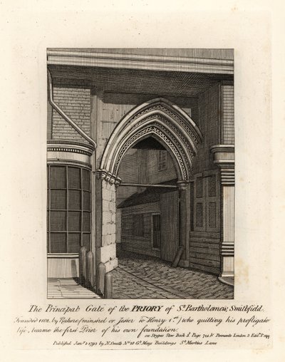 Huvudporten till Priory of St Bartholomew, Smithfield av John Thomas Smith