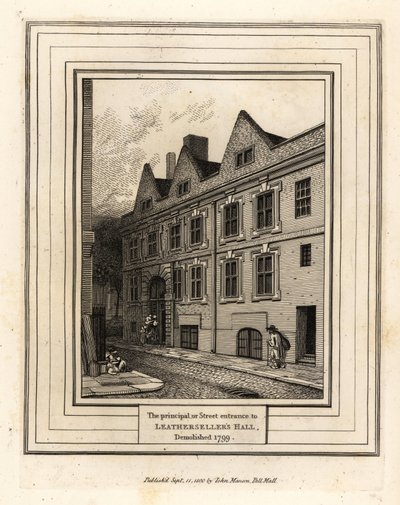 Huvudingången eller gatan till Leathersellers Hall, rev 1799 av John Thomas Smith
