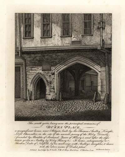 Ruinerna av South Gates of Dukes Place, byggda av Sir Thomas Audley (1488-1544) nära Aldgate av John Thomas Smith