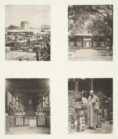 A Canton Pawn Shop, Honam Temple, Canton, Temple of Five Hundred Gods, Canton..., ca. 1868. av John Thomson