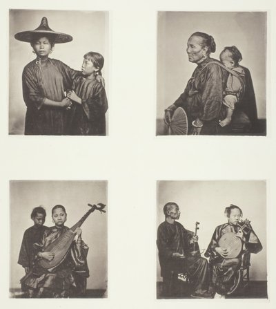 Båtflickor, A Canton Boatwoman och barn, musiker, musiker, ca. 1868. av John Thomson