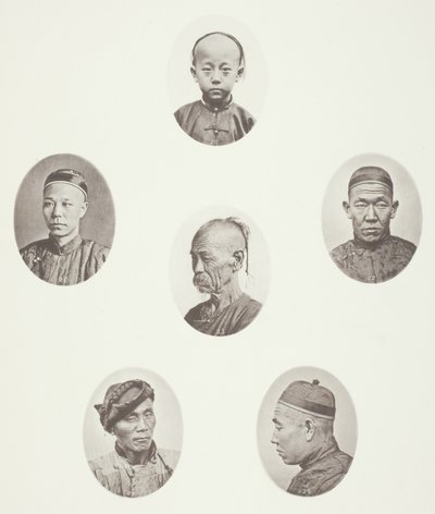 kantonesisk pojke; kantonesisk köpman; Mongoliskt manligt huvud; Ett ärevördigt huvud; En arbetare; Mongoliskt manligt huvud av John Thomson