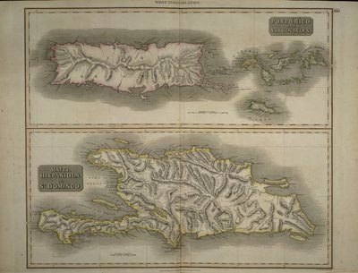 Porto Rico och Jungfruöarna: Haiti, Hispaniola eller St. Domingo, 1817 (handfärgad gravyr) av John Thomson