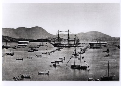 Utsikt över hamnen, Hong Kong, från 