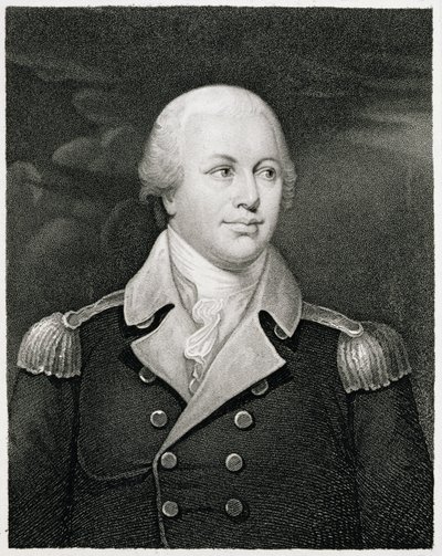 Generalmajor Nathaniel Greene (1742-86), graverad av John B. Forrest (1814-70) av John Trumbull