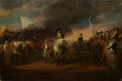 Studie för "The Surrender of Lord Cornwallis at Yorktown", c.1787-91 (olja på duk) av John Trumbull