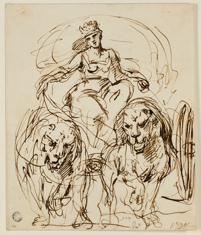 Cybele på vagn tecknad av Lions av John Vanderbank