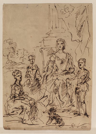 Skiss för en familjeporträttgrupp, 1730 av John Vanderbank