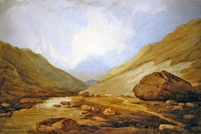 Utsikt i Llanberispasset (akvarell på papper) av John Varley