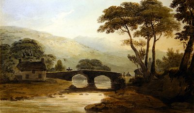 Beddgelert Bridge (akvarell på papper) av John Varley