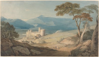 Harlech Castle och Snowdon av John Varley