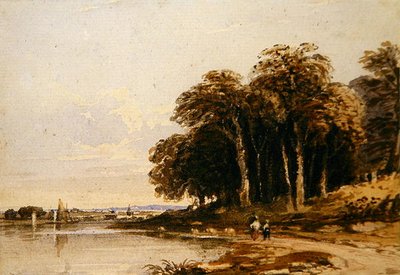 Flodlandskap (akvarell) av John Varley