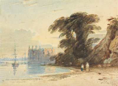 Flodlandskap med figurer av John Varley