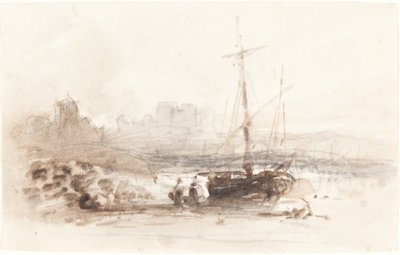 Segelbåt på en strand av John Varley