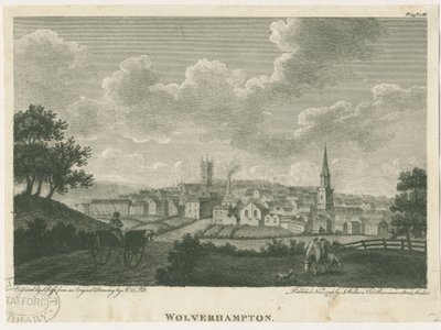 Wolverhampton - South West View: gravyr, nd [c 1796] av John Walker