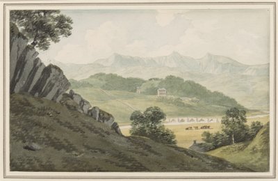 Llanelltyd-bron över Maw, på vägen mellan Barmouth och Dolgellau, med utsikt mot Hengwrt och vidare till Cader Idris, Merionethshire, 16 juli 1790 (wc på papper) av John Warwick Smith