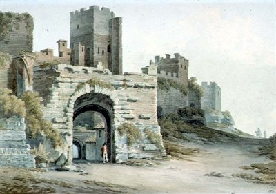 Porta Tiburtina (nu Porta di San Lorenzo), Rom, sett inuti av John Warwick Smith