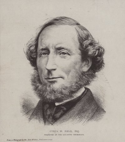 Cyrus West Field, amerikansk finansiär som var involverad i att lägga den första transatlantiska telegrafkabeln 1858 av John Watkins