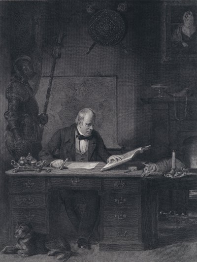 Sir Walter Scott i hans studie (gravyr) av John Watson Gordon