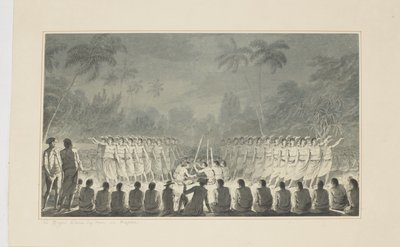 5: A Night Dance by Men, in Hapaee, från en serie akvareller som illustrerar Captain Cooks sista resa, ca 1773-84 av John Webber