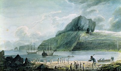 Utsikt över julhamnen i Kerguelens land, 1781-4 av John Webber
