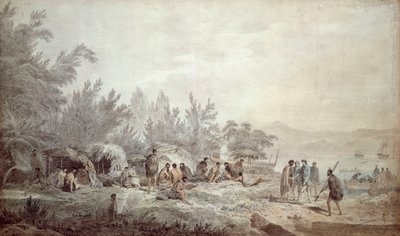 Kapten Cook i Ship Cove, Queen Charlotte Sound av John Webber