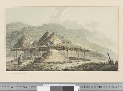 F.42 Sommar- och vinterboende i Kamschatka, ca 1783-84 (akvarell) av John Webber
