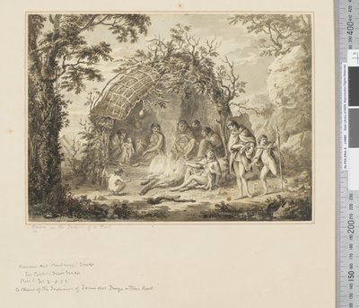 F.43 Natives in the Interior of a Hut, c.1783-84 (akvarell) av John Webber
