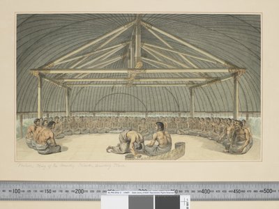 F.7 Poulaho, kung av de vänskapliga öarna, dricker Kava, ca 1773-84 (akvarell) av John Webber