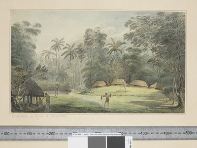 F.8 En Fiatooka, eller Morai i Tongataboo, ca 1773-84 (akvarell) av John Webber