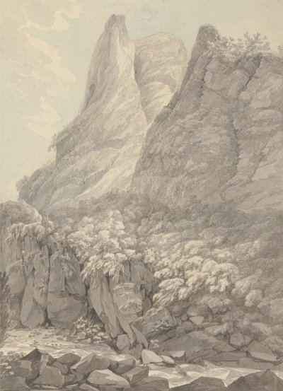 Thurshouse Tor från floden Manifold, Derbyshire av John Webber