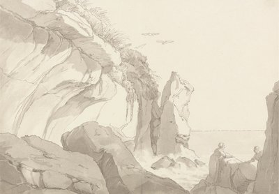 The Warren Near Exmouth, Devon: Figurer on Rocks at the Sea